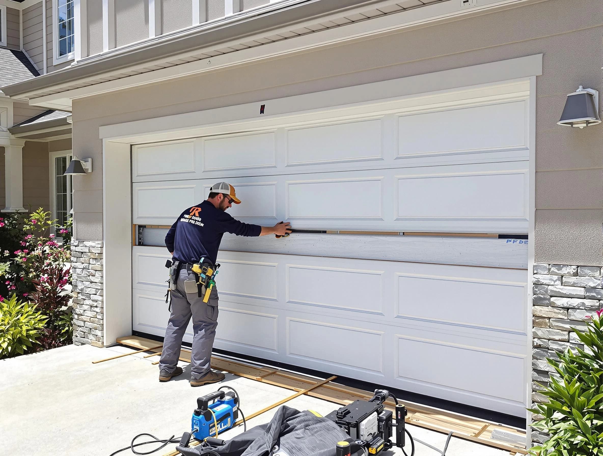 Clarkstown Garage Door Repair team performing complete garage door replacement at Clarkstown residence