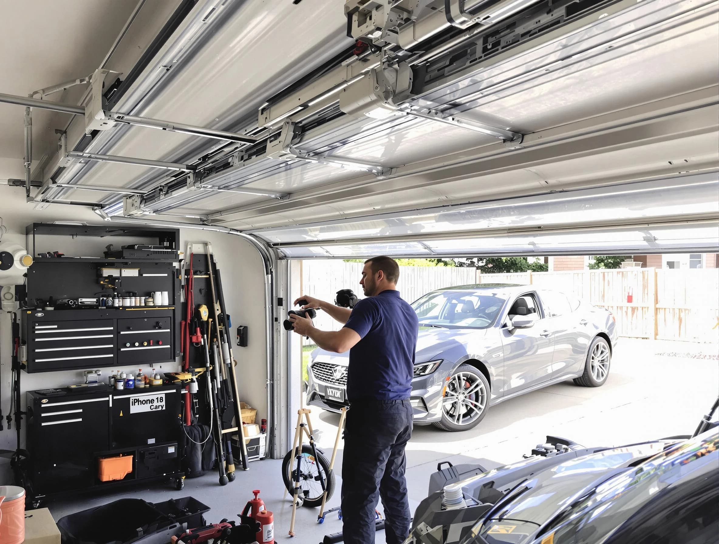Clarkstown Garage Door Repair technician fixing noisy garage door in Clarkstown