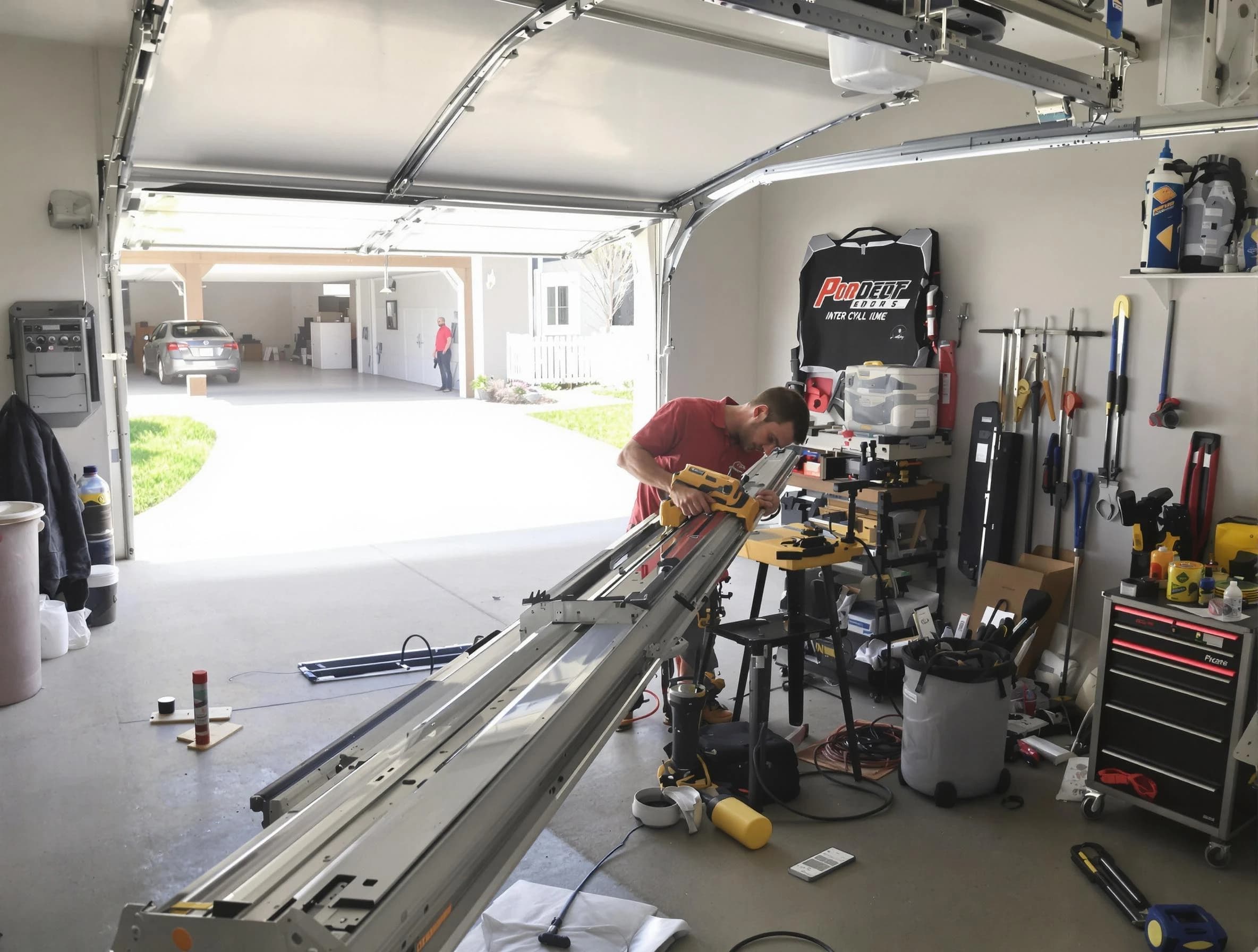 Clarkstown Garage Door Repair expert performing track repair in Clarkstown