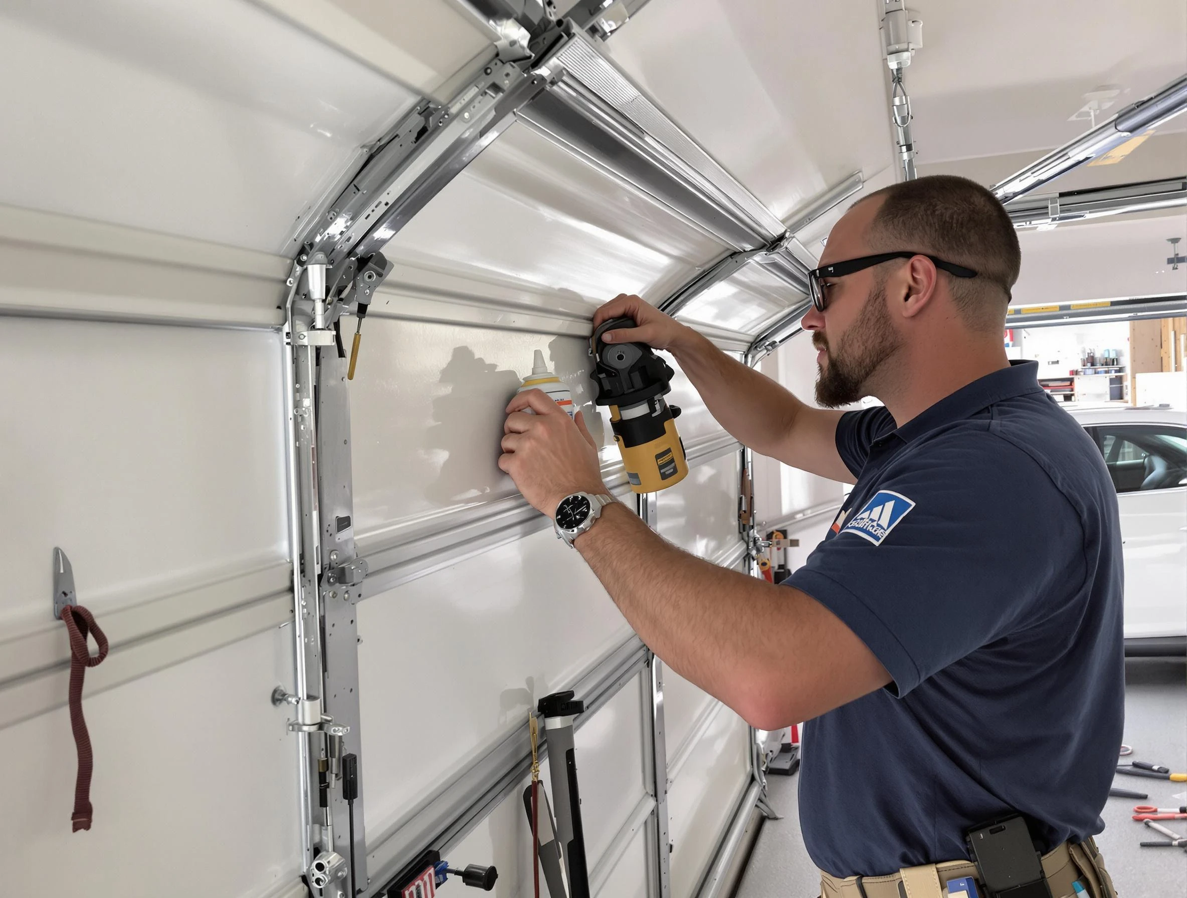 Clarkstown Garage Door Repair technician quieting a noisy garage door in Clarkstown